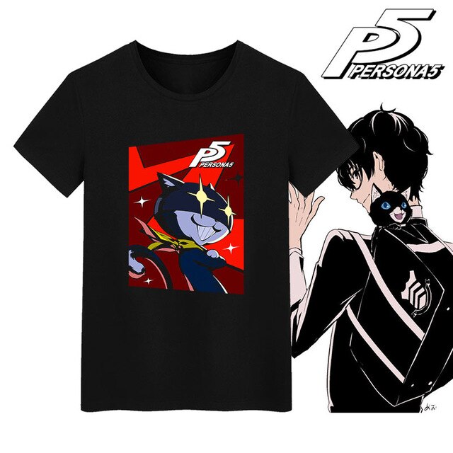 New Persona 5 T-shirt Anime JOKER t shirt Polyester Summer Short-sleeve Tees tops
