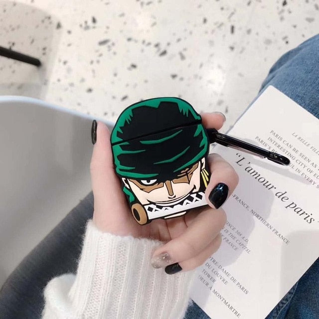 For AirPods 1 2 charging box One Piece Zoro earphone case Soft silicone