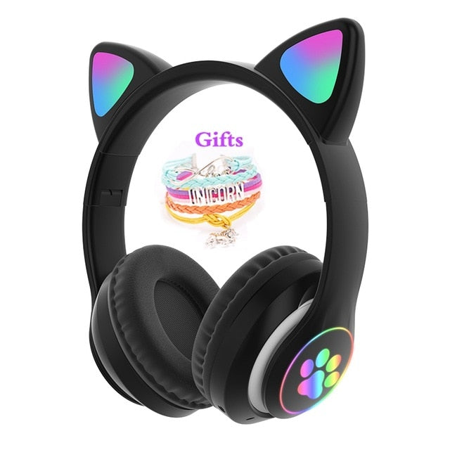 LED Cute Cat Bluetooth Headphone