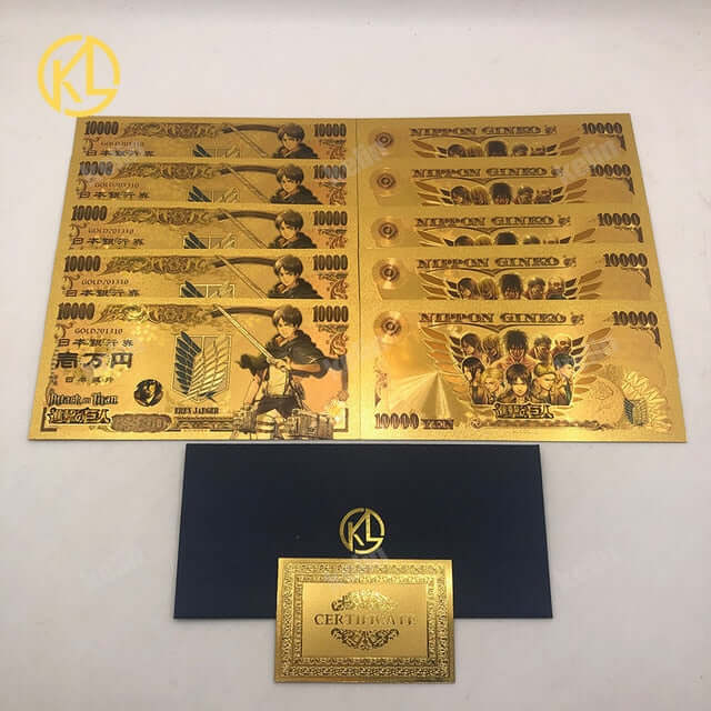6Designs Attack on Titan Gold Banknotes Anime Cards