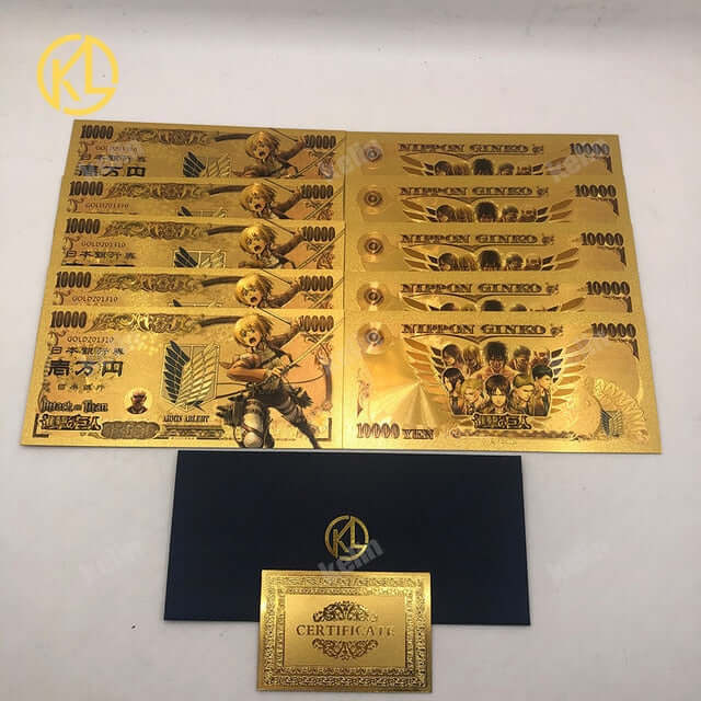 6Designs Attack on Titan Gold Banknotes Anime Cards